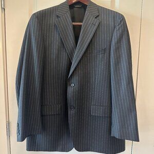 Harold Powell Men's Wool Suit - Charcoal Gray with Pinstripes